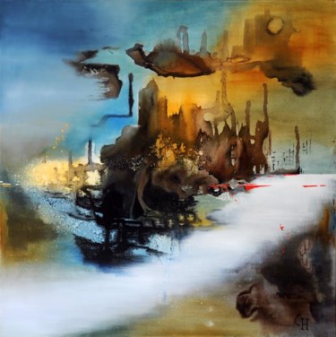 Painting titled "Citadine" by Claire Hamant, Original Artwork, Oil
