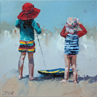 Painting titled "Watching The Waves…" by Claire Mccall, Original Artwork, Oil