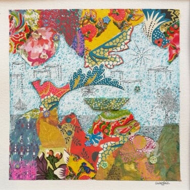 Collages intitulée "Comme un rêve Azuré…" par Claire Mériel, Œuvre d'art originale, Papier