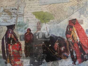 Collages intitulée "voyageuses" par Clairette Gras, Œuvre d'art originale