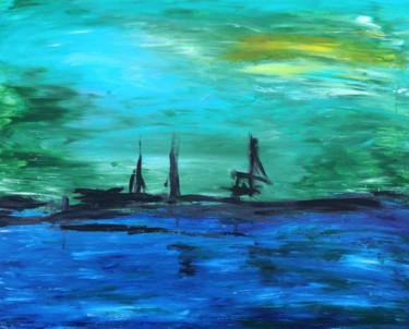 Painting titled "La mer" by Enafrialc Art, Original Artwork, Acrylic