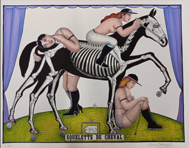 Druckgrafik mit dem Titel "La queue de cheval" von Clara Castagné, Original-Kunstwerk, Digitaldruck