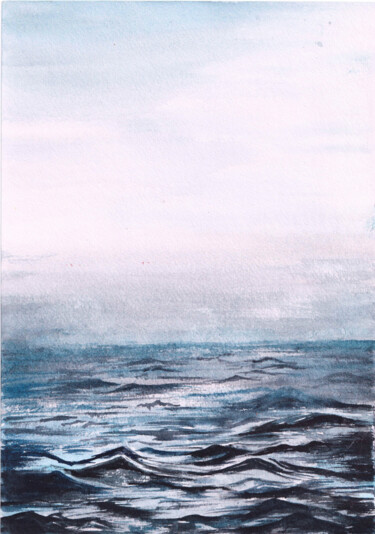 Malarstwo zatytułowany „Misty Ocean - Origi…” autorstwa Clara Monnerot (L'Atelier Clara Del Sol), Oryginalna praca, Akwarela