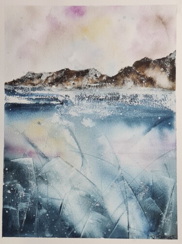 Schilderij getiteld "North Pôle, Frozen…" door Clara Monnerot (L'Atelier Clara Del Sol), Origineel Kunstwerk, Aquarel