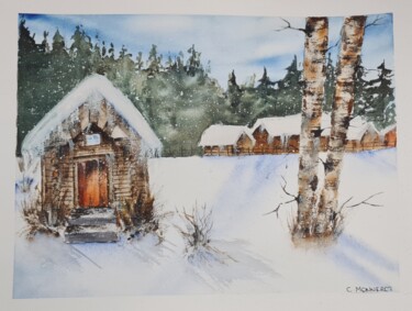 Painting titled "Winter Houses - Ori…" by Clara Monnerot (L'Atelier Clara Del Sol), Original Artwork, Watercolor