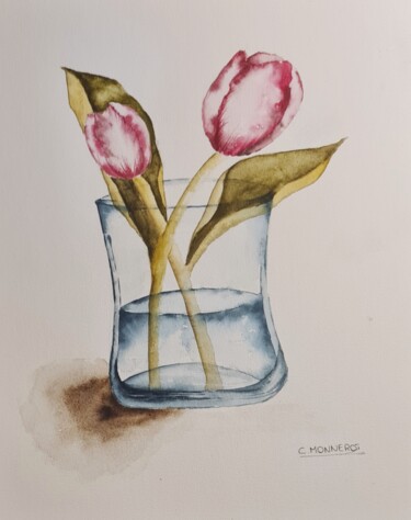 "Tulips - Original A…" başlıklı Tablo Clara Monnerot (L'Atelier Clara Del Sol) tarafından, Orijinal sanat, Suluboya