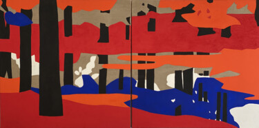 Pintura intitulada "Reflets 1 - 2020" por Clara Ramirez Katz, Obras de arte originais, Óleo Montado em Armação em madeira