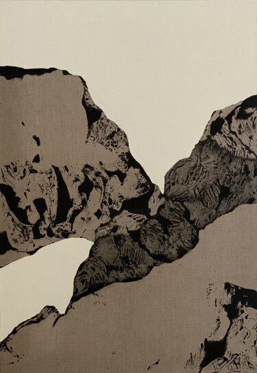 Schilderij getiteld "Montagne rocheuse 18" door Clara Ramirez Katz, Origineel Kunstwerk, Olie Gemonteerd op Frame voor houte…