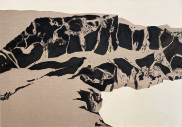 Painting titled "Montagne rocheuse 19" by Clara Ramirez Katz, Original Artwork, Oil Mounted on Wood Stretcher frame