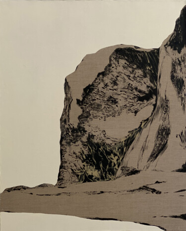 Painting titled "Montagne rocheuse 9" by Clara Ramirez Katz, Original Artwork, Oil Mounted on Wood Stretcher frame