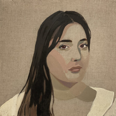 Painting titled "Portrait de Daphné" by Clara Ramirez Katz, Original Artwork, Oil Mounted on Wood Stretcher frame