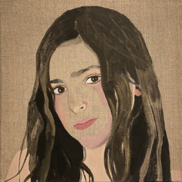 Painting titled "Portrait de Ludovica" by Clara Ramirez Katz, Original Artwork, Oil Mounted on Wood Stretcher frame