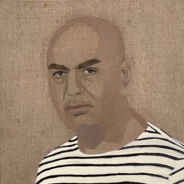 Painting titled "Portrait de Pierre" by Clara Ramirez Katz, Original Artwork, Oil Mounted on Wood Stretcher frame