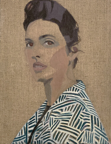 Painting titled "Portrait de Pauline…" by Clara Ramirez Katz, Original Artwork, Oil Mounted on Wood Stretcher frame