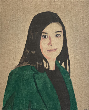 Painting titled "Portrait de Vanessa" by Clara Ramirez Katz, Original Artwork, Oil Mounted on Wood Stretcher frame