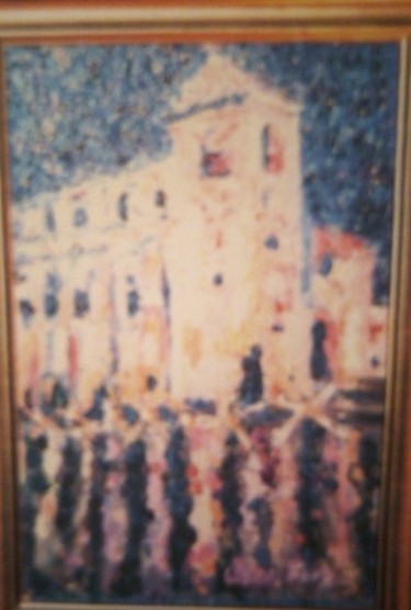 Painting titled "Église Messimy 69 e…" by Clara Sbardella, Original Artwork, Oil