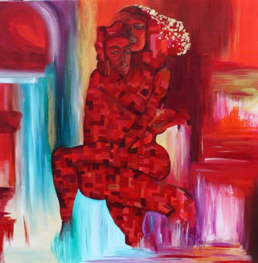 Peinture intitulée "Rouge passion" par Claralema, Œuvre d'art originale, Huile
