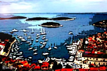 Painting titled "Vista-al-puerto" by Xux, Original Artwork