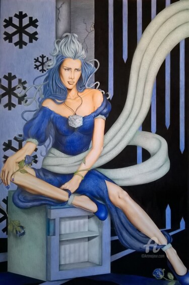 Painting titled "Blue ice" by Clara De Santis, Original Artwork, Pastel