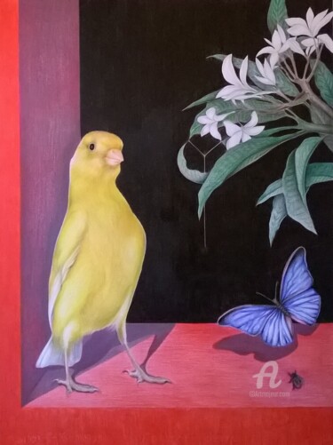 Schilderij getiteld "Natura viva con can…" door Clara De Santis, Origineel Kunstwerk, Pastel