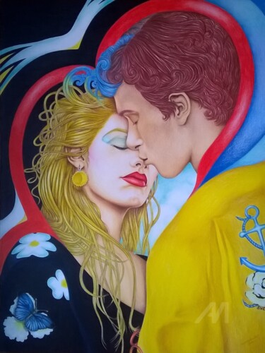Innamorarsi - Serie Relazioni umane (opera con poesia) Painting titled "Innamorarsi - Serie…" by Clara De Santis, Original Art, Pastel