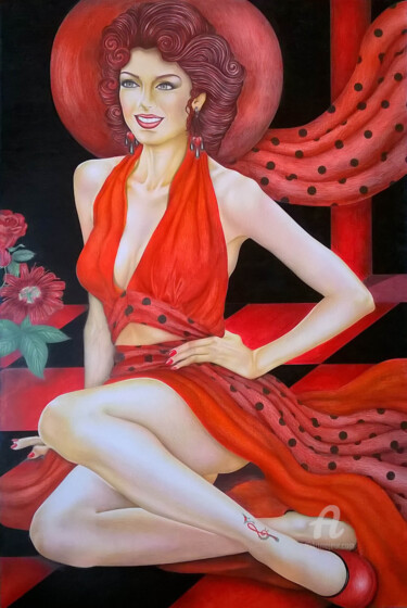 Painting titled "Red passion serie c…" by Clara De Santis, Original Artwork, Pastel