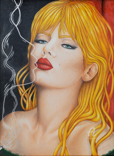 Schilderij getiteld "Il bacio" door Clara De Santis, Origineel Kunstwerk, Pastel