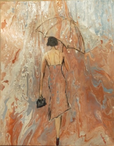 Peinture intitulée "Sous la pluie d'été" par Jocelyne Clara Bourdin (Clara), Œuvre d'art originale, Acrylique Monté sur Châs…