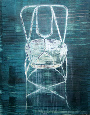 Pintura titulada "Cadira verda (92x73…" por Clara Vidal, Obra de arte original