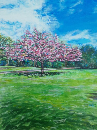 Painting titled "Cherry Blossom Tree" by Clare Wrench, Original Artwork, Acrylic