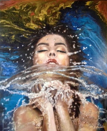 Painting titled "Water" by Corina Schröder, Original Artwork, Oil