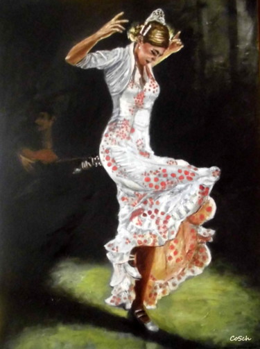 Malerei mit dem Titel "Flamenco" von Corina Schröder, Original-Kunstwerk, Öl
