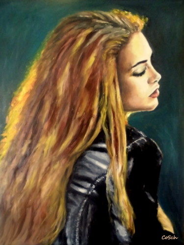 Painting titled "Rocker lady" by Corina Schröder, Original Artwork, Oil