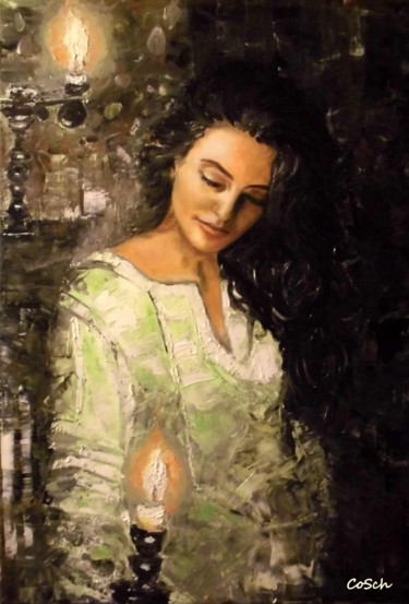 Painting titled "Candle light" by Corina Schröder, Original Artwork, Oil