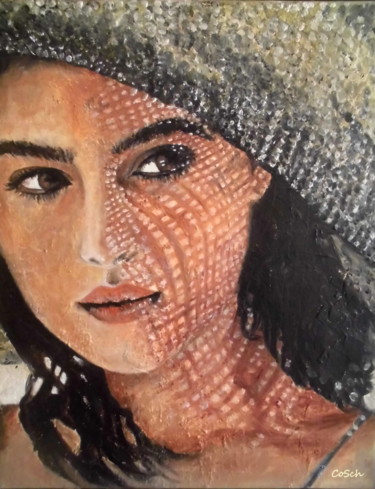 Schilderij getiteld "Monica Bellucci" door Corina Schröder, Origineel Kunstwerk, Olie