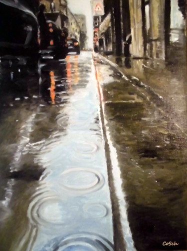 Painting titled "Rainy day" by Corina Schröder, Original Artwork, Oil
