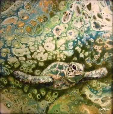 Malerei mit dem Titel "Turtle" von Corina Schröder, Original-Kunstwerk, Acryl
