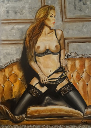 Painting titled "Black lace" by Corina Schröder, Original Artwork, Oil