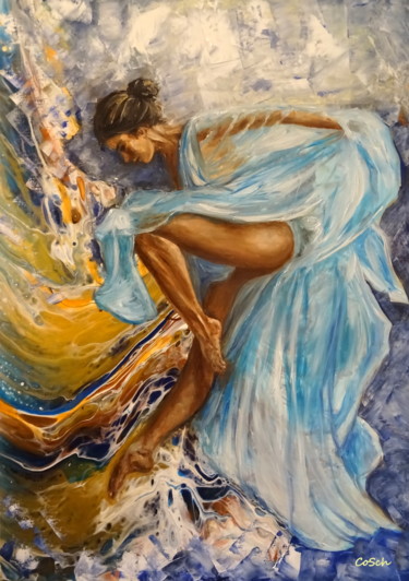 Malerei mit dem Titel "Blue angel" von Corina Schröder, Original-Kunstwerk, Öl