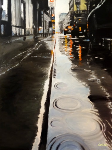 Painting titled "Another rainy day" by Corina Schröder, Original Artwork, Oil