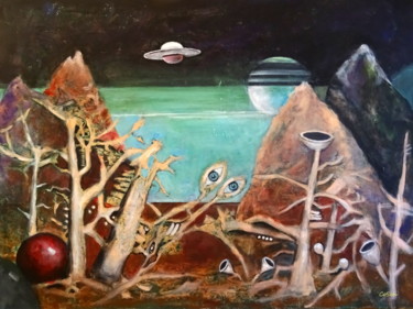 Ζωγραφική με τίτλο "Interstellar" από Corina Schröder, Αυθεντικά έργα τέχνης, Ακρυλικό