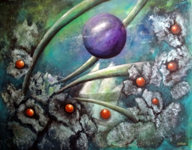 Ζωγραφική με τίτλο "Galactic garden" από Corina Schröder, Αυθεντικά έργα τέχνης, Ακρυλικό