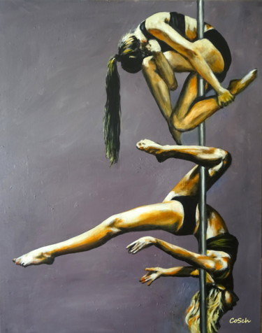 Pittura intitolato "Pole dance" da Corina Schröder, Opera d'arte originale, Acrilico