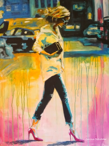 Malerei mit dem Titel "Pink pumps" von Corina Schröder, Original-Kunstwerk, Acryl