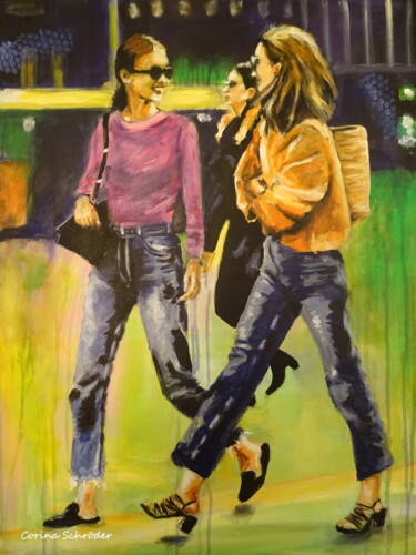Malerei mit dem Titel "Downtown" von Corina Schröder, Original-Kunstwerk, Acryl