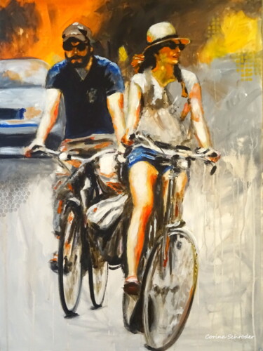 Pintura intitulada "Bike ride" por Corina Schröder, Obras de arte originais, Acrílico