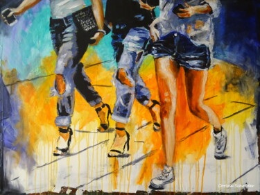 Schilderij getiteld "Steps on the sidewa…" door Corina Schröder, Origineel Kunstwerk, Acryl