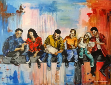 Malerei mit dem Titel "Friends" von Corina Schröder, Original-Kunstwerk, Acryl