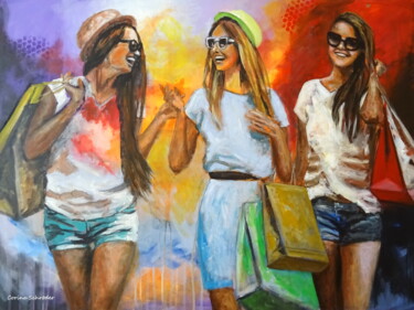 Painting titled "Shopping day" by Corina Schröder, Original Artwork, Acrylic