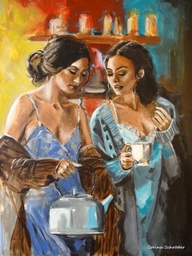 Malerei mit dem Titel "Sisters" von Corina Schröder, Original-Kunstwerk, Acryl